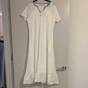Elegant White Eyelet Dress